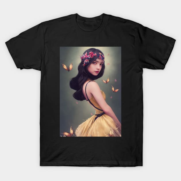 Beautiful girl with butterflies T-Shirt by ai1art